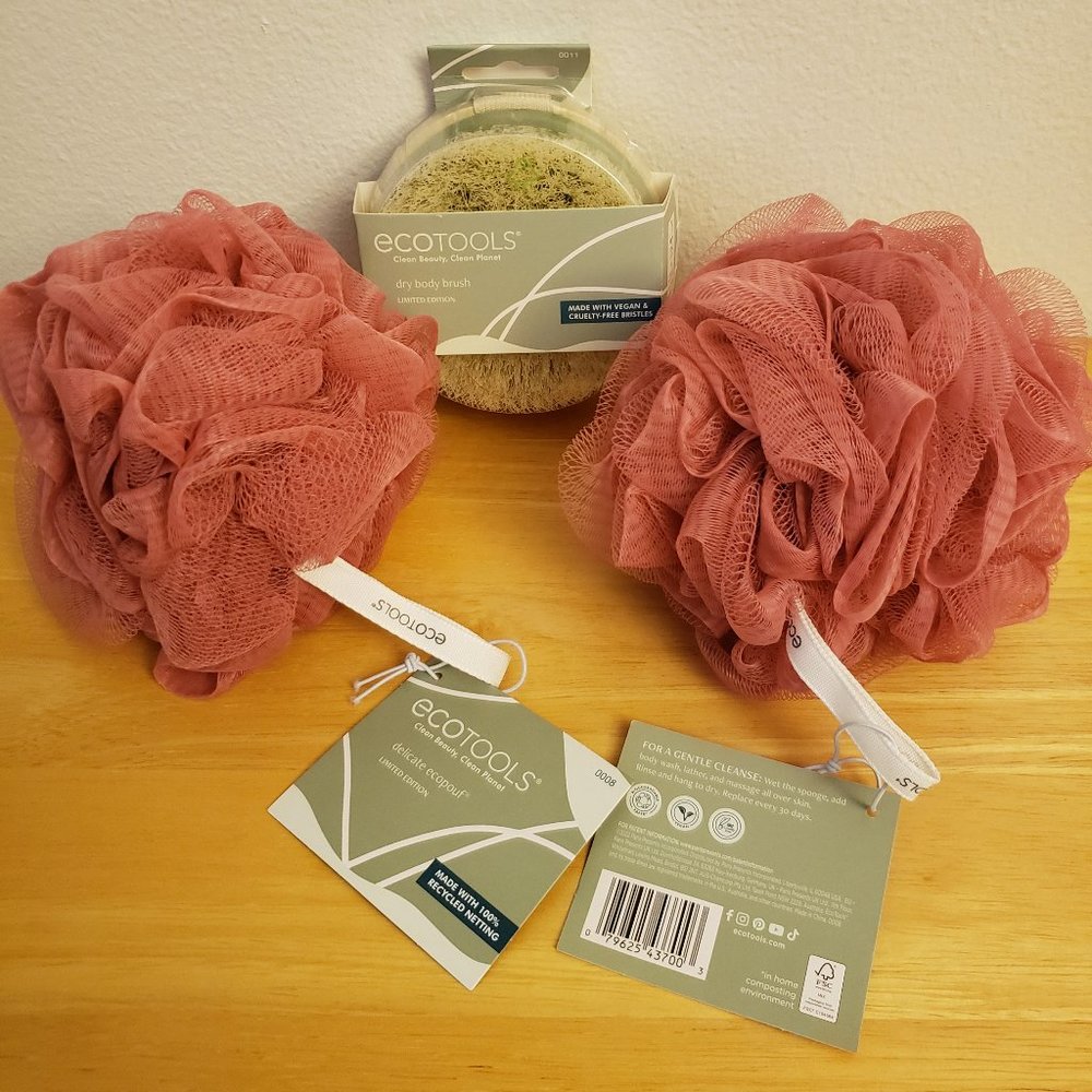 EcoTools Dry Body Brush & Coral Delicate Poufs